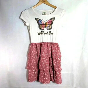 Girls Wild and Free Butterfly dress sz 12 by Lily Bleu pink and white